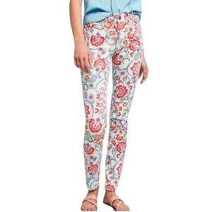 Anthropologie Pilcro and the Letterpress Mid Rise Floral Skinny Jeans Size 28